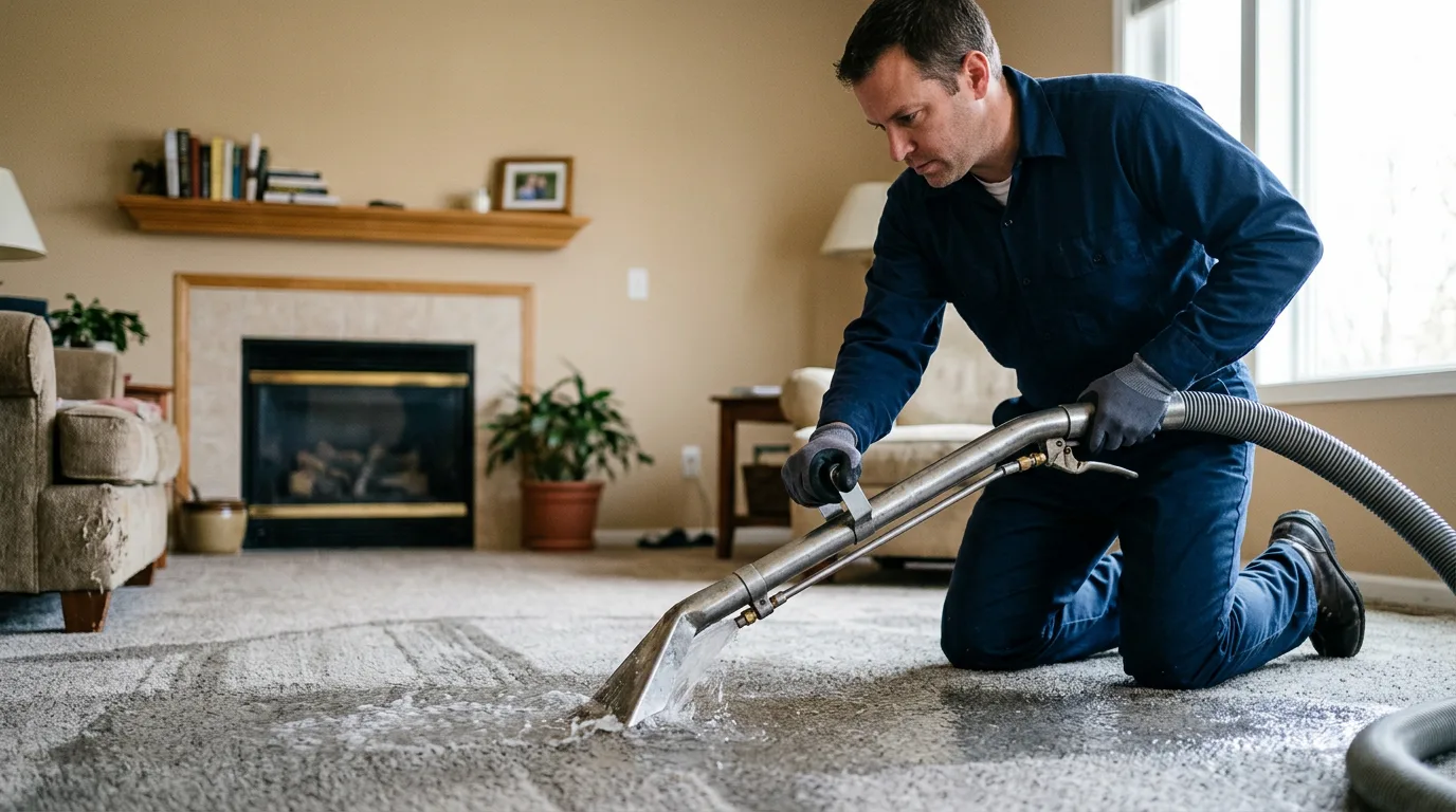 Water damage restoration technician working near Joaquin, TX